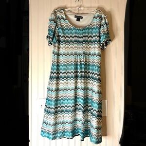 Jessica Howard Teal and Black Chevron Dress size 16